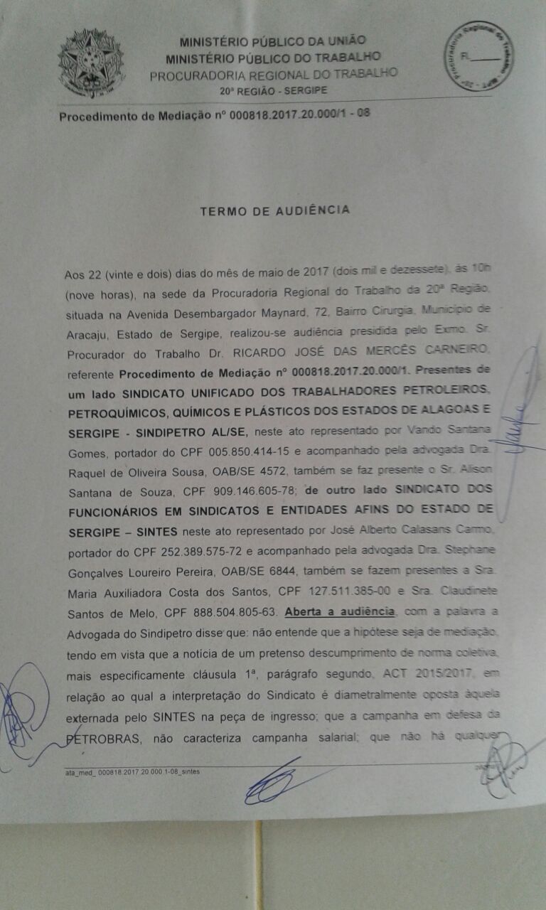 ata da audiencia no mte sintes x sindipetro pg1