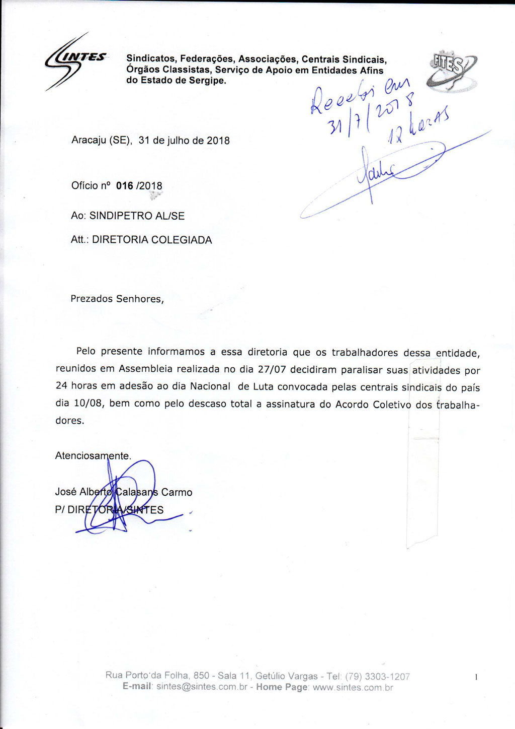 oficio comunicado de paralisacao